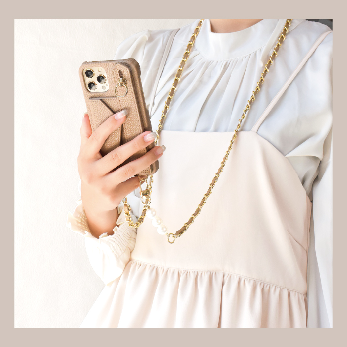 パール&レザーチェーンショルダーストラップ ショルダー ショルダーストラップ ストラップホルダー付き おしゃれ スマホ ストラップ スマホショルダー YH TJ |  | 05