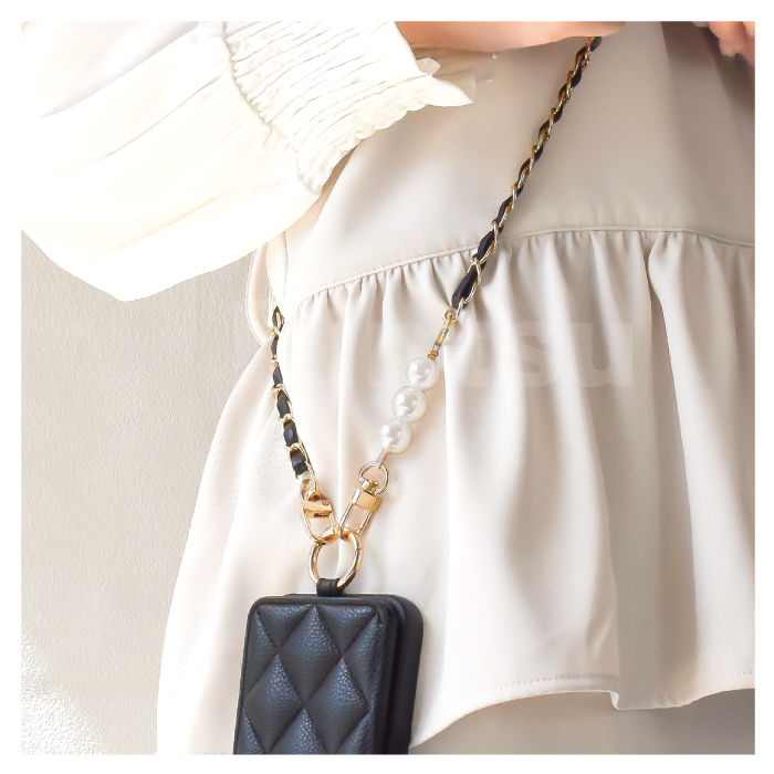 パール&レザーチェーンショルダーストラップ ショルダー ショルダーストラップ ストラップホルダー付き おしゃれ スマホ ストラップ スマホショルダー YH TJ |  | 13