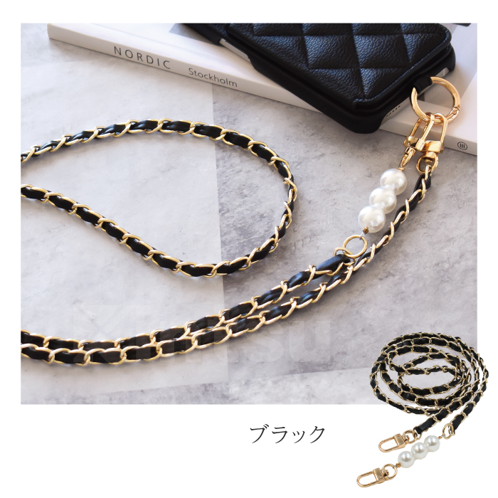 パール&レザーチェーンショルダーストラップ ショルダー ショルダーストラップ ストラップホルダー付き おしゃれ スマホ ストラップ スマホショルダー YH TJ |  | 15