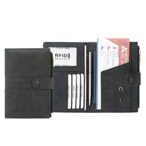パスポートケース スキミング防止 PUレザー 大容量 カードポケット ペンホルダー 磁気防止 薄型 ...