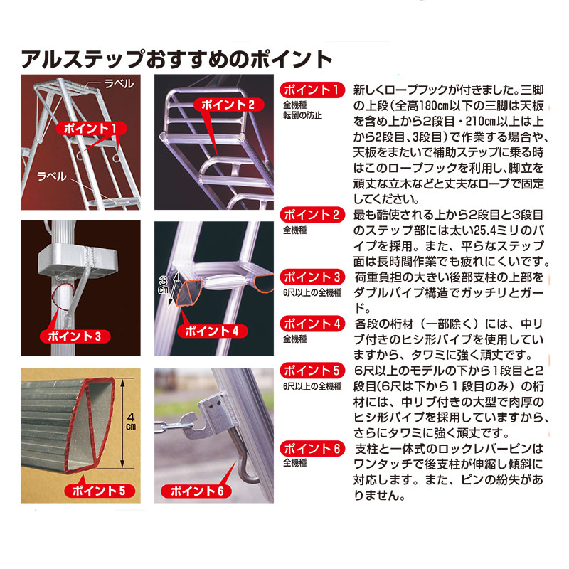 ハラックス アルミ製三脚脚立 アルステップ A...の詳細画像1