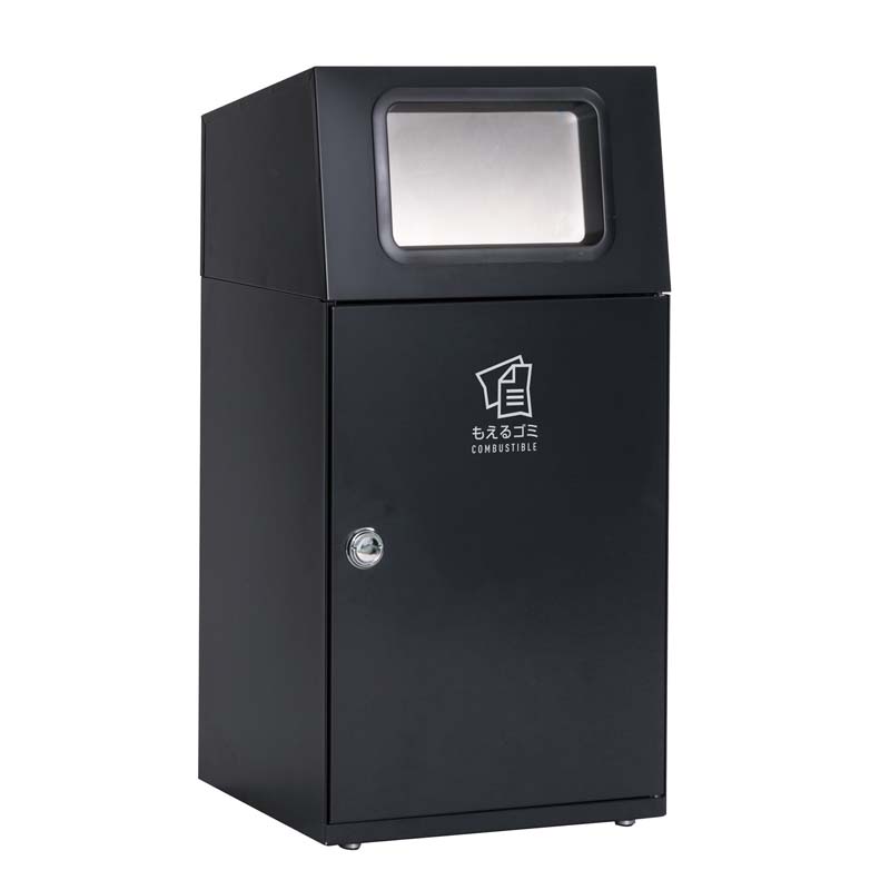 テラモト ニートST (フラップ付) アーバングレー もえるゴミ用 67L 角穴 スチール製 ゴミ箱 屑入れ 一般ゴミ 屋外 分別 フラップ