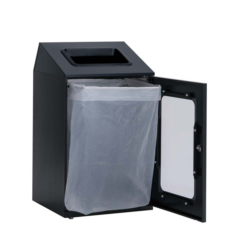 テラモト ニートSTF(ミエル) プラスチック用 アーバングレー 67L 角穴 スチール製 ゴミ箱 屑入れ 屋内用 分別回収 中が見える 窓付_1