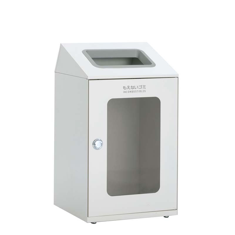 テラモト ニートSTF(ミエル) もえないゴミ用 オフホワイト 67L 角穴 スチール製 ゴミ箱 屑入れ 屋内用 分別回収 中が見える 窓付