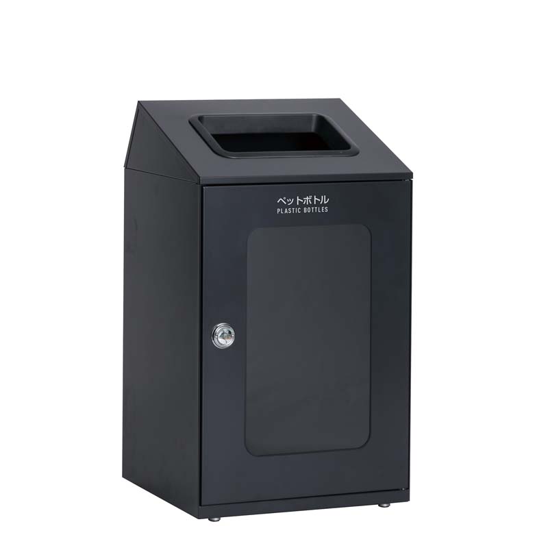 テラモト ニートSTF(ミエル) ペットボトル用 アーバングレー 67L 角穴 スチール製 ゴミ箱 屑入れ 屋内用 分別回収 中が見える 窓付
