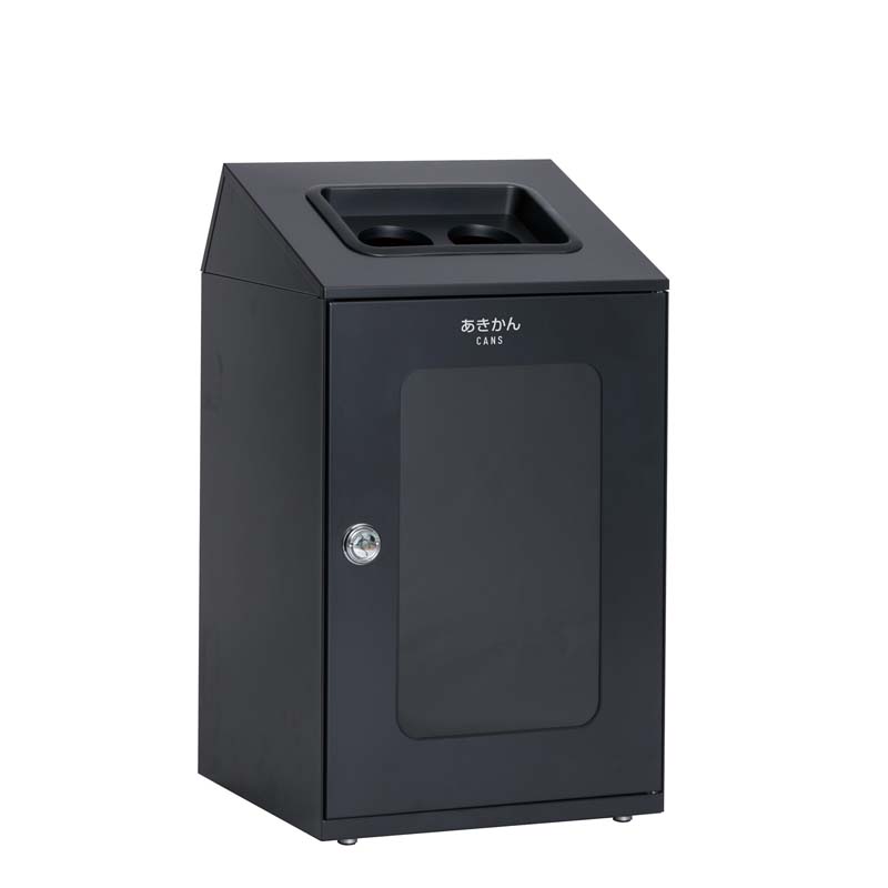 テラモト ニートSTF(ミエル) あきかん用 アーバングレー 67L 丸穴 スチール製 ゴミ箱 屑入れ 屋内用 分別回収 中が見える 窓付