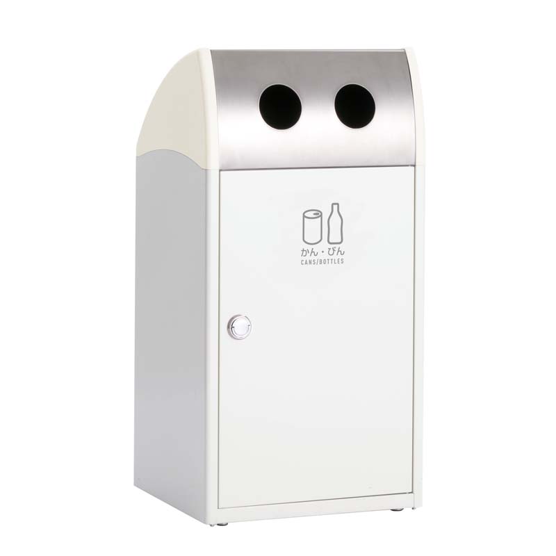テラモト Trim (トリム) ST (ステン) オフホワイト かん・びん用 68L スチール製 ゴミ箱 屑入れ 一般ゴミ 屋外 分別