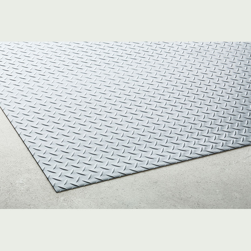 テラモト リサイクル長マット 縞鋼板シルバー 915mm巾×20m 転倒防止 スリップ 工場 作業場 通路