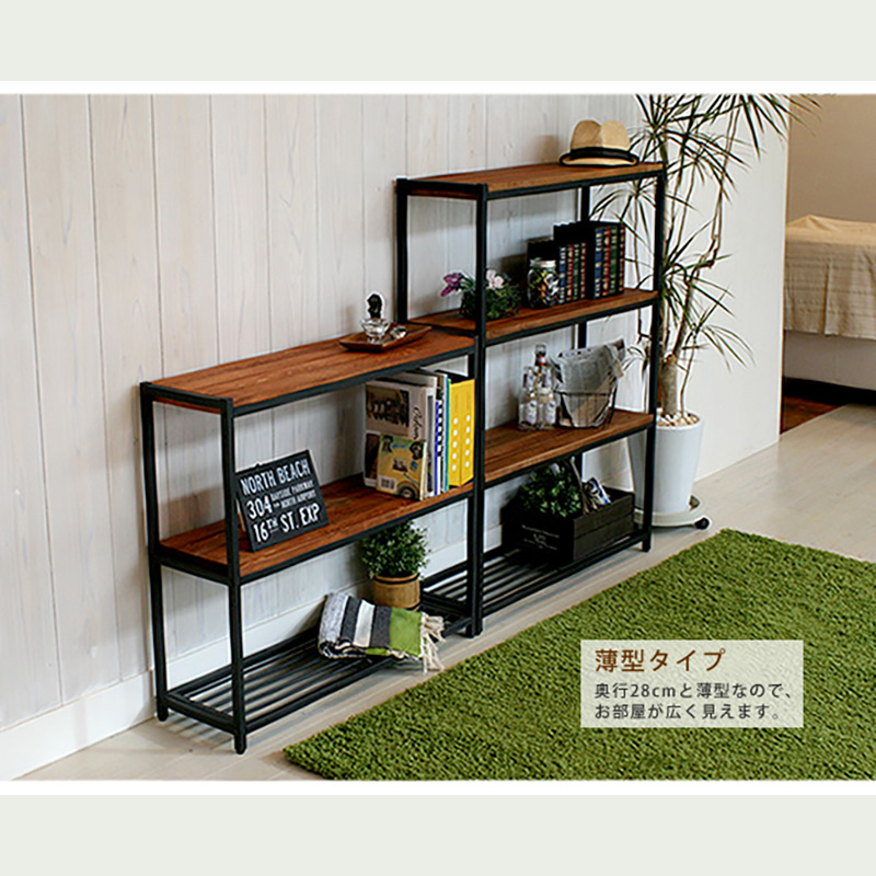 住まいスタイル 天然木製スリムラック4段 PR-860SL-4BRN 4段 アイアン 収納 ウッドラック フリーラック ディスプレイラック_4