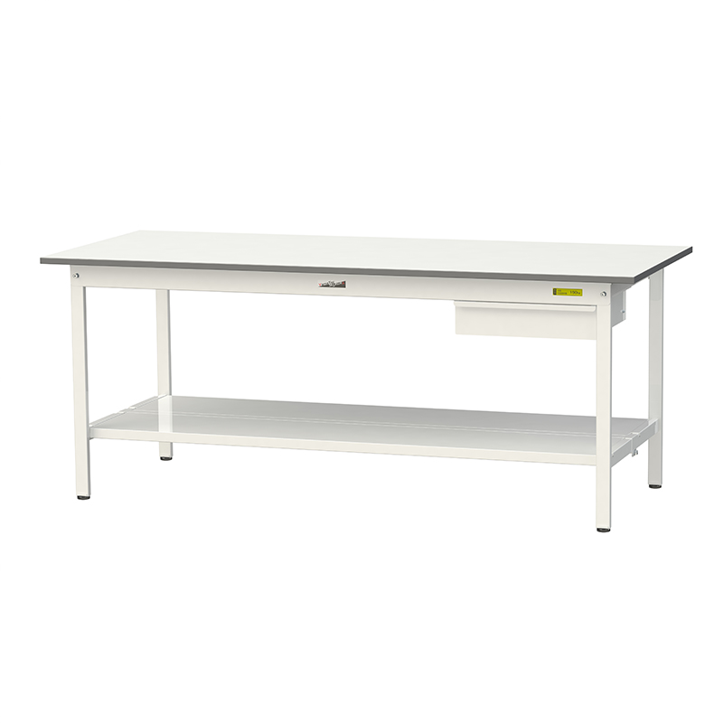 山金工業 ワークテーブル150シリーズ 均等耐荷重150kg 固定式 H740mm キャビネット付/全面棚板付 SUP-1875UTT-WW