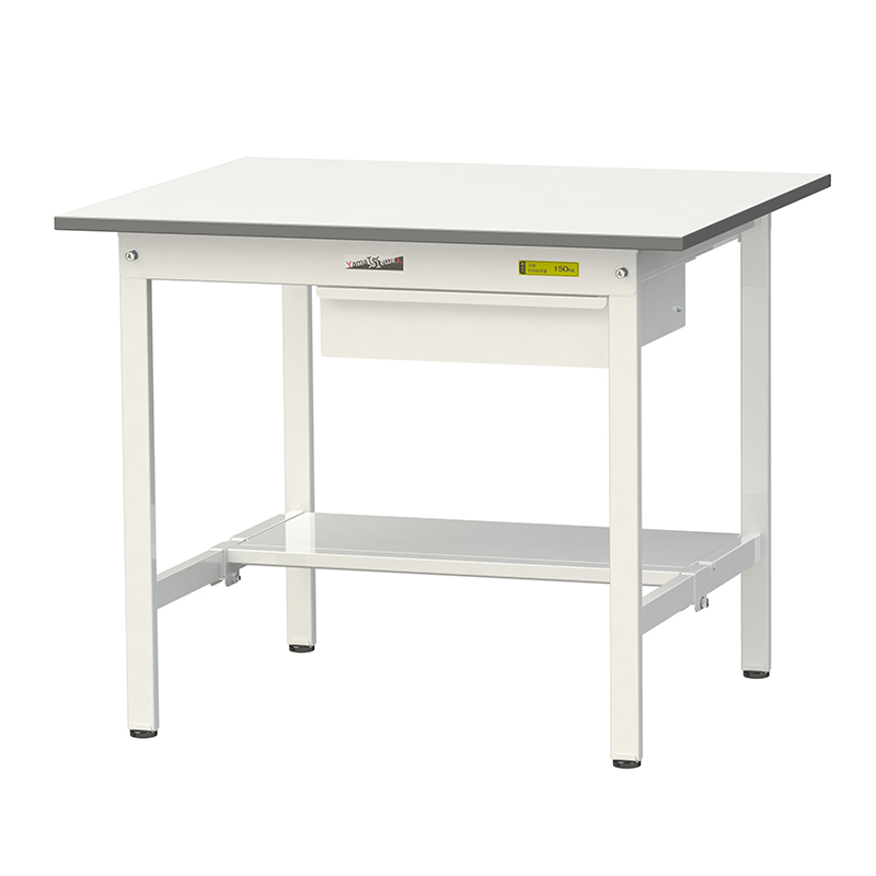 山金工業 ワークテーブル150シリーズ 均等耐荷重150kg 固定式 H740mm キャビネット付/半面棚板付 SUP-975UT-WW