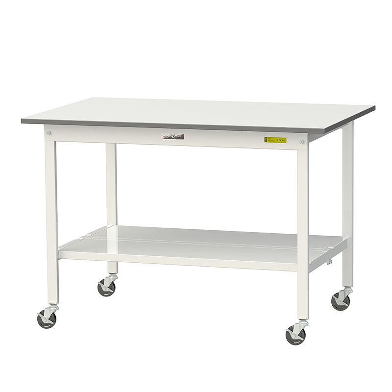 山金工業 ワークテーブル150シリーズ 全体均等耐荷重128kg(自重含む) 移動式 H825mm 全面棚板付 SUPC-1275TT-WW