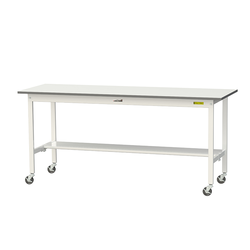 山金工業 ワークテーブル150シリーズ 全体均等耐荷重128kg(自重含む) 移動式 H825mm 半面棚板付 SUPC-1860T-WW