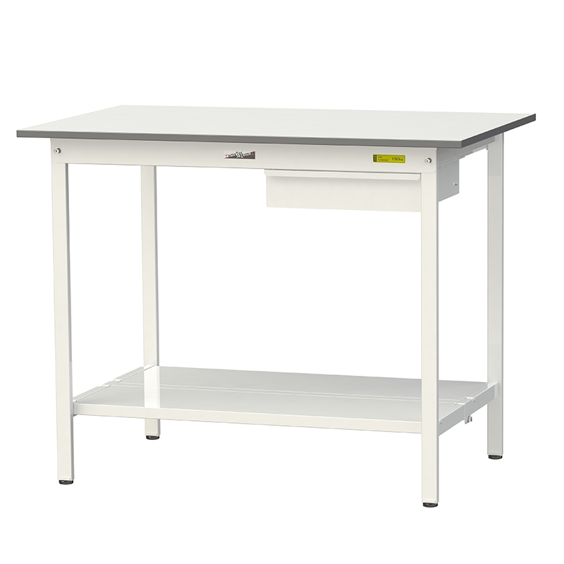山金工業 ワークテーブル150シリーズ 均等耐荷重150kg 固定式 H950mm キャビネット付/全面棚板付 SUPH-1275UTT-WW
