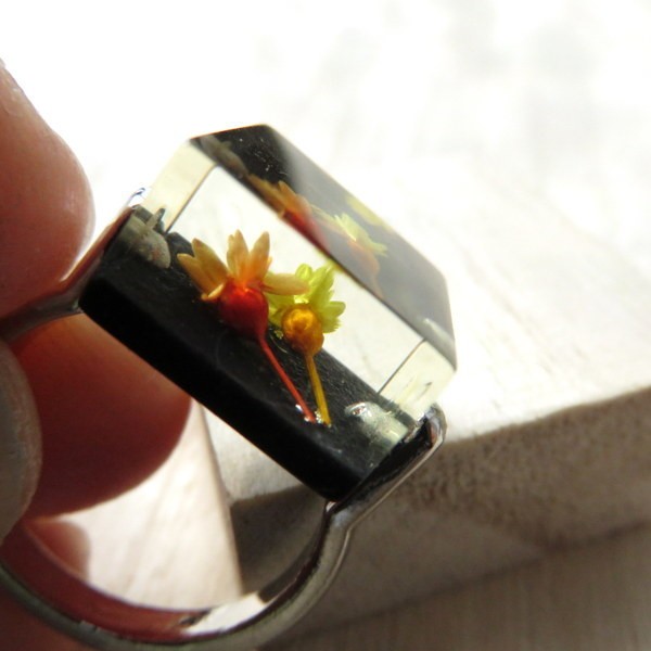 リング ヴインテージ 四角 花 指輪 スクエア 昭和 レトロ アンティーク