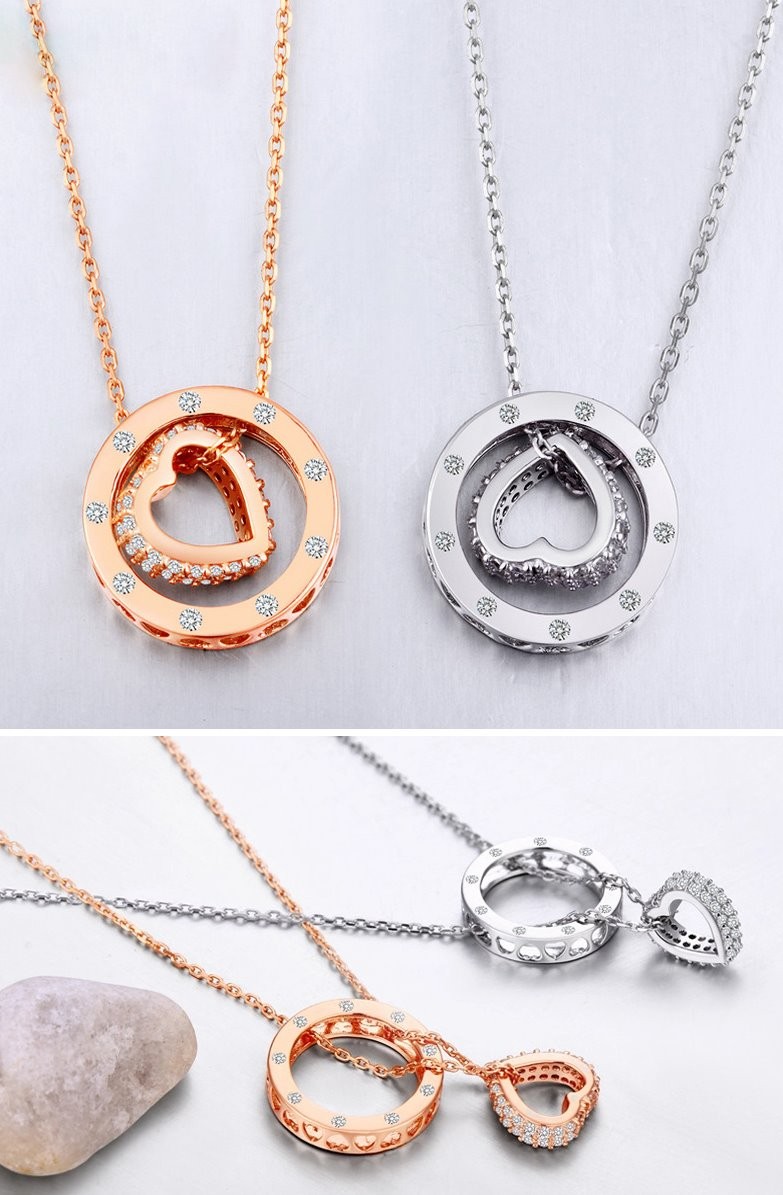 141Nq【高品質✨】ネックレス ハート リング シルバー 小さめ