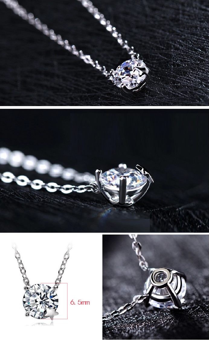 ネックレス 一粒CZダイヤモンド 小さな星が寄り添う キュービック