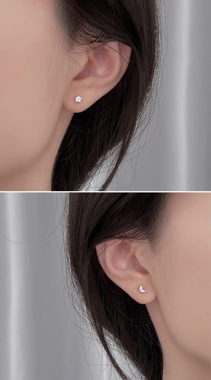 極小ピアス 超ミニピアス 星 三日月 star moon lunar きらきら