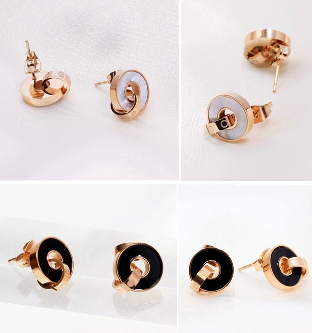 ピアス チタン 天然シェル リング ラブ LOVE ダブルリング 14K ピンク