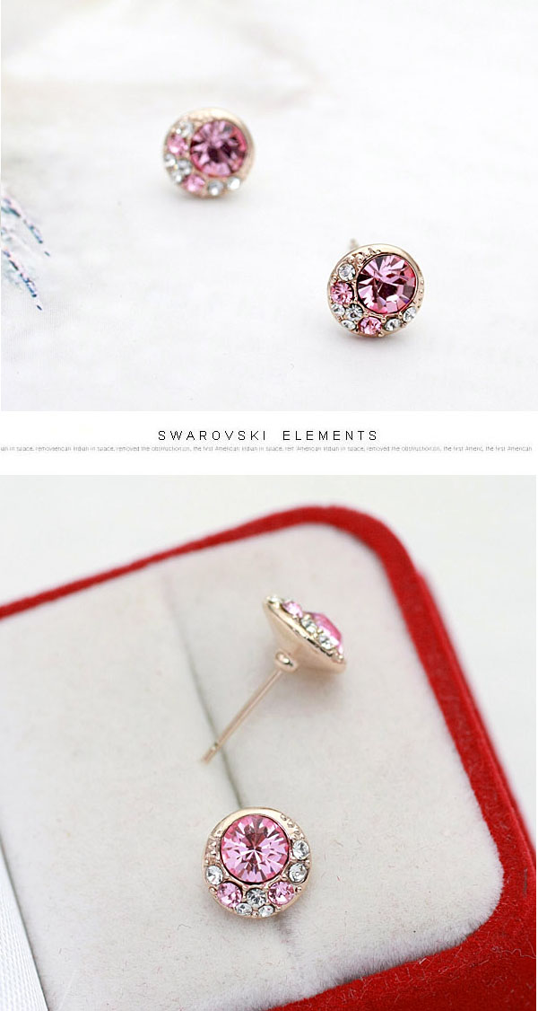 ピアス スワロフスキー 人気 レディース メンズ ピンク色 桃色 丸い