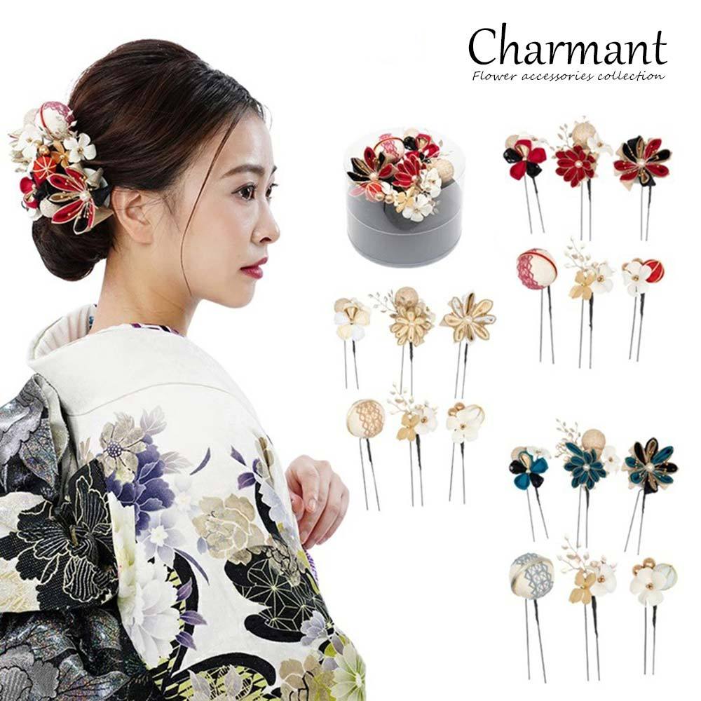 シャルマン 髪飾り 花 Uピン 日本製 ヘアアクセサリー [400-008] 和装
