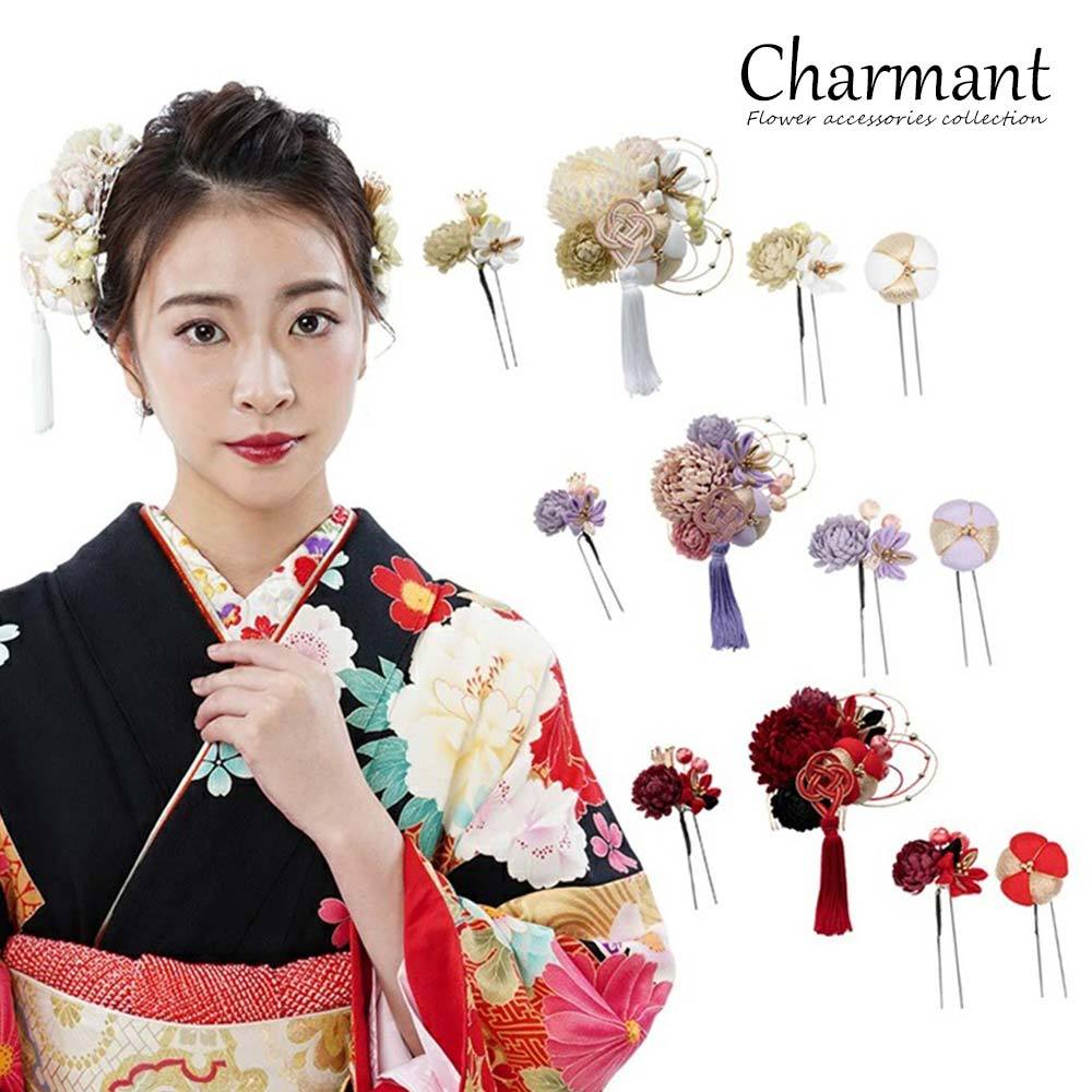 髪飾り かみかざり 成人式 花 コーム Uピン シャルマン 日本製 ヘア