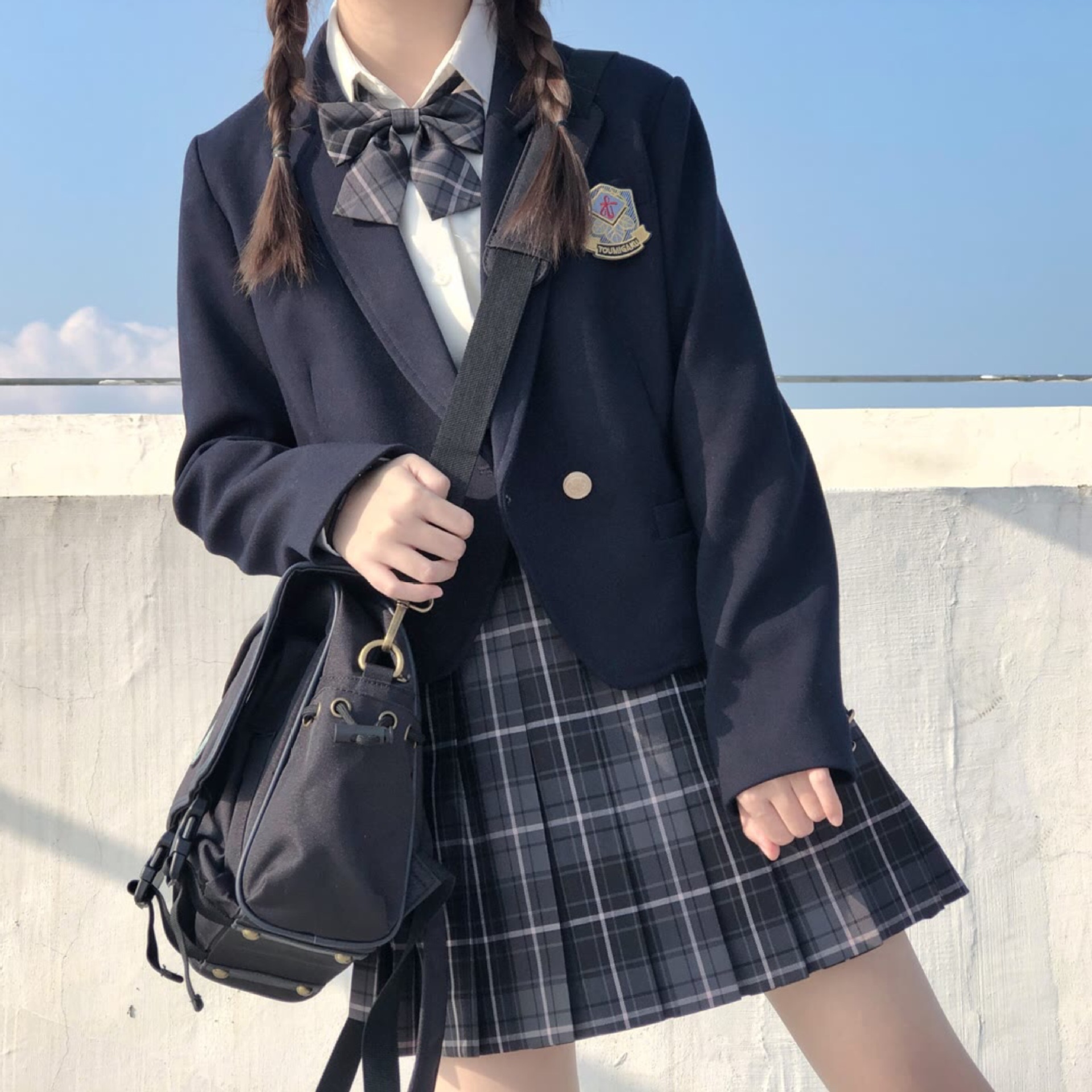 女子高生 制服 リボン ブレザー スカート チェック セット 5点セット