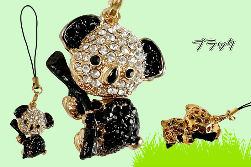 携帯ストラップ コアラ かわいい スマホチャーム きらきら ブラック