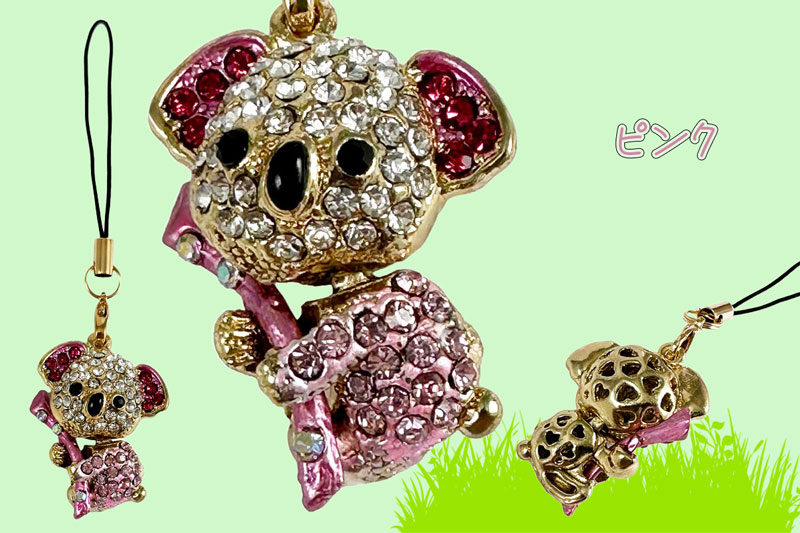 携帯ストラップ コアラ かわいい スマホチャーム きらきら ブラック