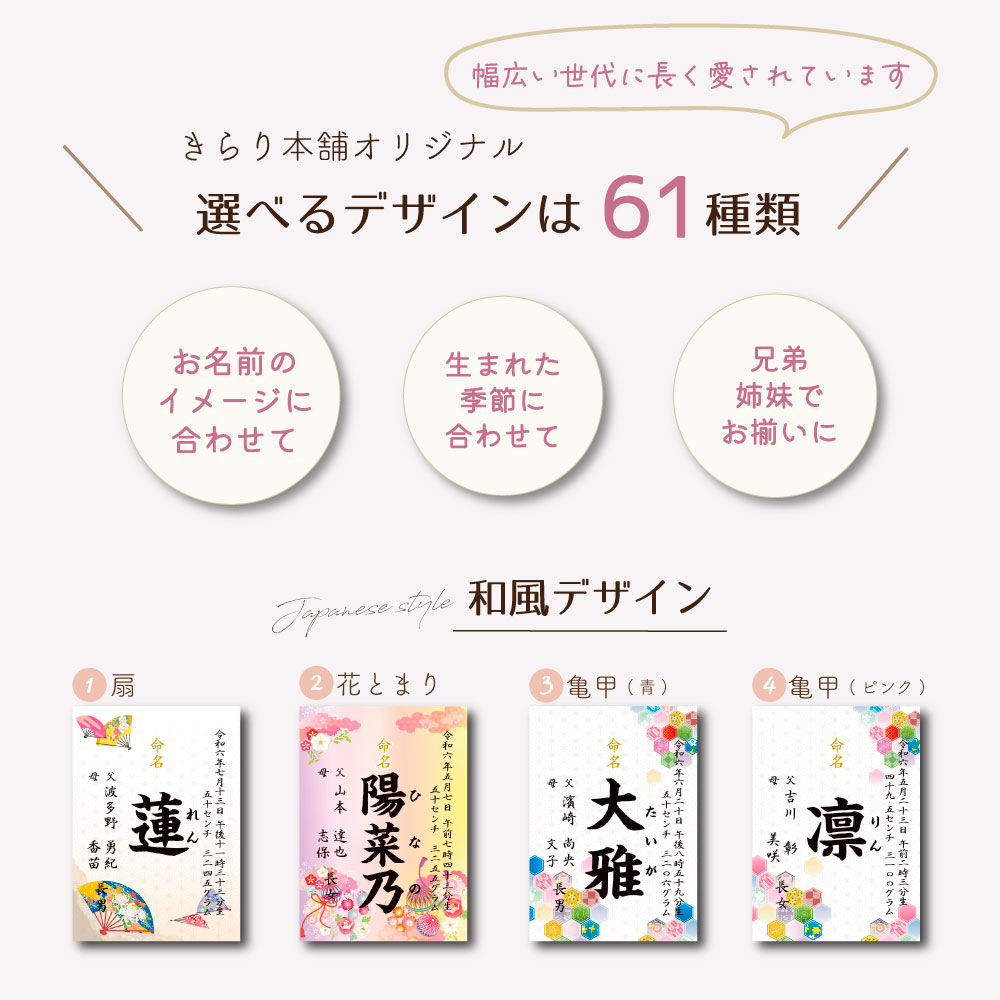 命名書お七夜とは赤ちゃんが生まれてから7日めの夜に行うお祝いで命名式を同時に行うことが一般的です。