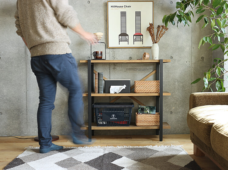 3段ラック KALEIDO（カレイド） 幅90cmタイプ 本棚 シェルフ ラック