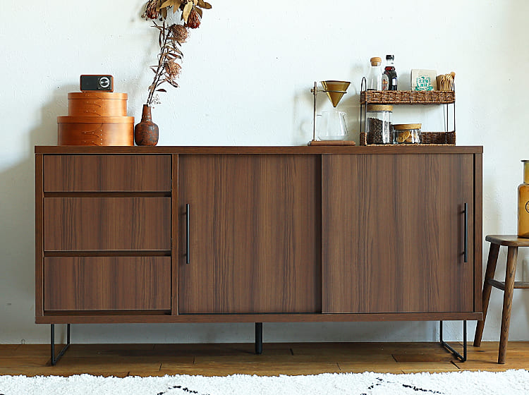 サイドボード Kalen（カレン）幅150cm ブラウンカラー キャビネット