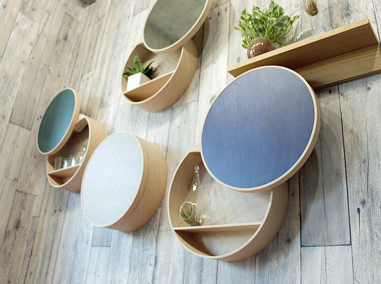 国産 壁面収納 moon（ムーン）／ カバ 樺材 カバ材 シェルフ 棚収 納