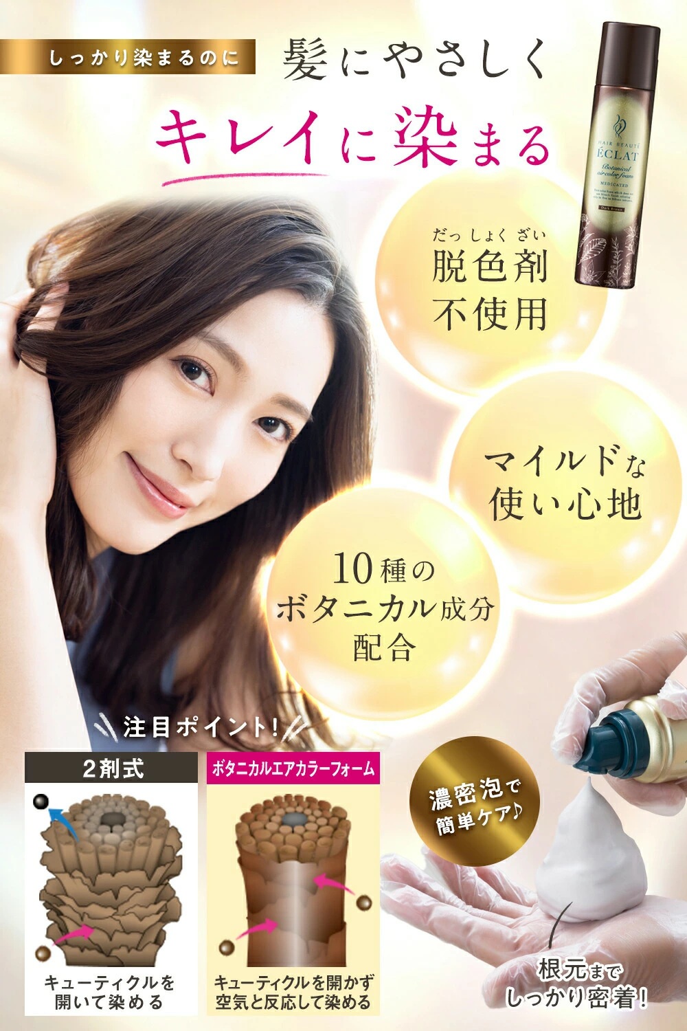 ヘアボーテ エクラ ボタニカル エアカラーフォームup ダークブラウン 3本 ヘアボーテ エクラ ボタニカルエアカラーフォーム ダークブラウン