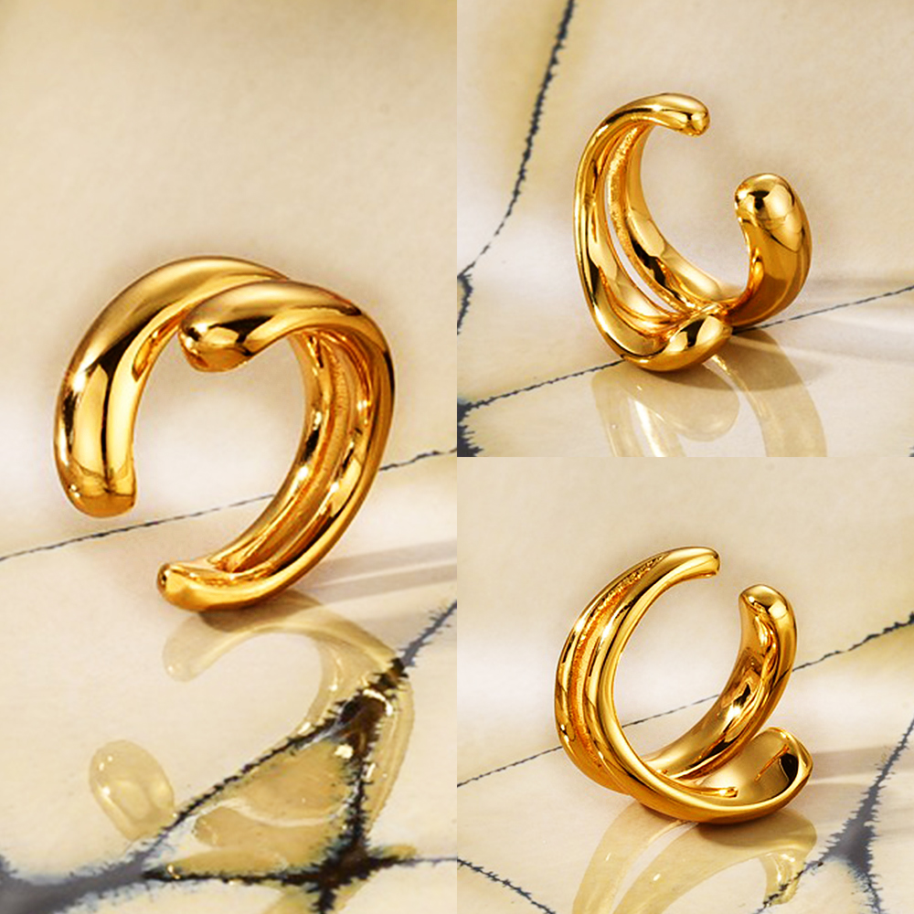 イヤカフ 両耳用 左右 ペア おしゃれ イヤークリップ ゴールド シルバー ジオメトリック 幾何学的 |  | 04