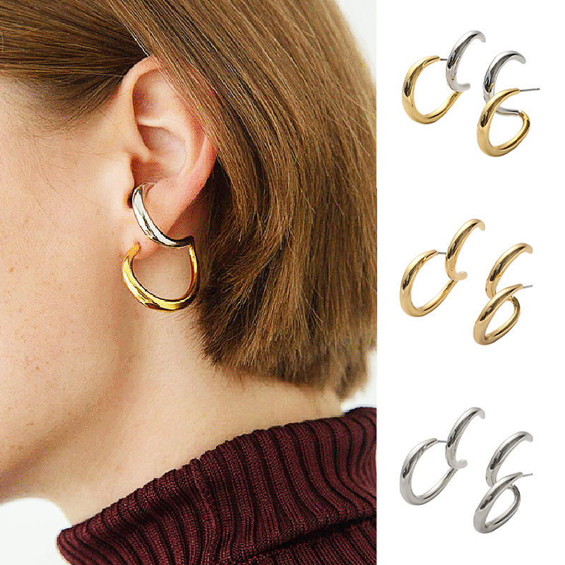 サークル　ピアス　イヤリング　ゴールド　レトロ　クラシック　シンプル　アクセ cj-01501.jpg