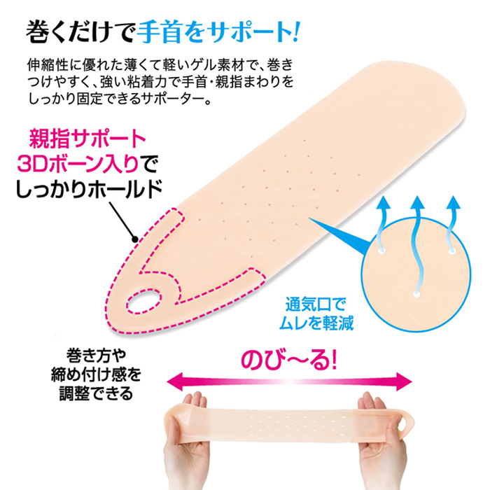 巻くだけ簡単 手首ゲルサポーター