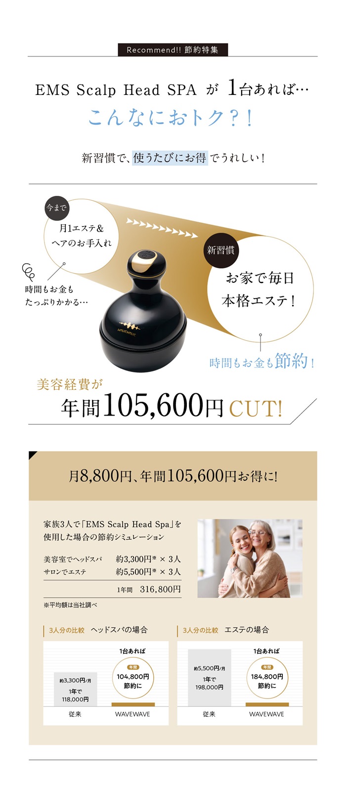WAVEWAVE ヘッドスパ ems 赤色led スカルプ ブラシ 電動 電気 針 防水 usb 充電 頭皮 マッサージ ボディ ヘア ケア ...
