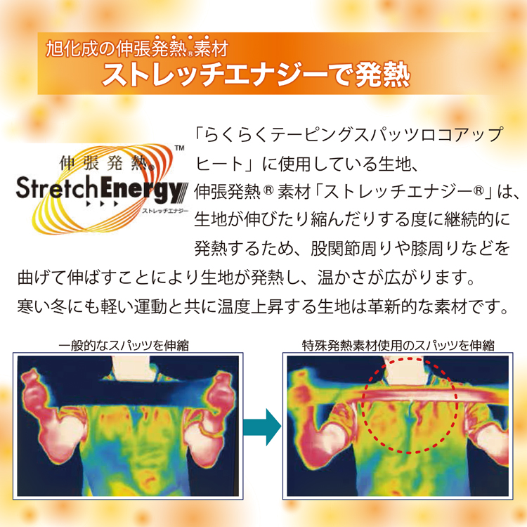 スパッツ らくらくテーピングスパッツ ロコアップヒート10分丈2枚組 膝