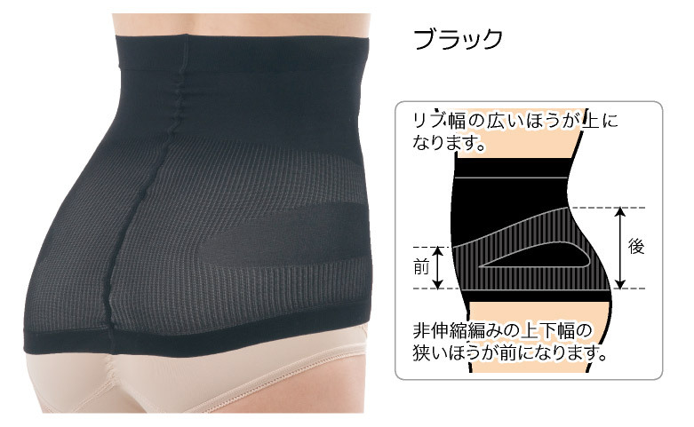 らくらく骨盤サポーター：日本製 骨盤サポート 美姿勢 下腹補整 着圧インナー 補整インナー 非伸縮編み テーピング編み