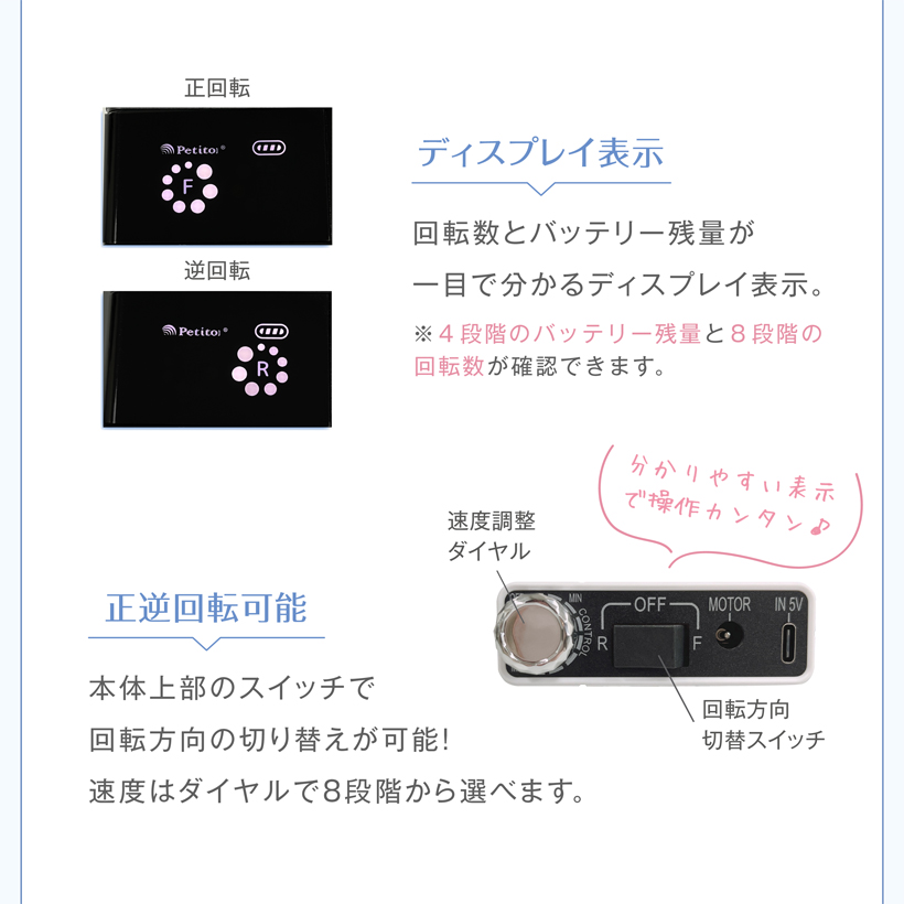 ネイルマシン プチトルG スピード8段階 おうち時間 ジェルネイル ネイルオフ スカルプ Petitor ギフト 充電タイプ 上級〜プロ用モデル