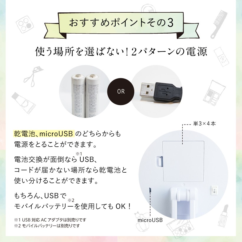 ライト付き卓上女優ミラー,ライト付き女優ミラー,女優ライト,卓上女優ミラー,メイクミラー,拡大鏡付き,LED,三面鏡,折りたたみ,折り畳み,化粧鏡,拡大鏡付き,明るさ調整,belulu