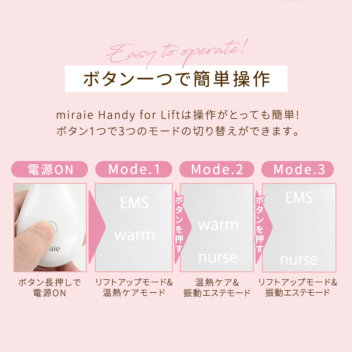 数量限定】美顔器 ems 温熱 目元 たるみ 超音波 1台3役【miraie