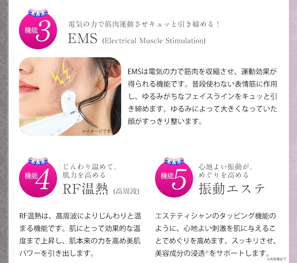 美顔器 EMS美顔器 リフトアップ 赤色LED【美ルルリバース】エイジング