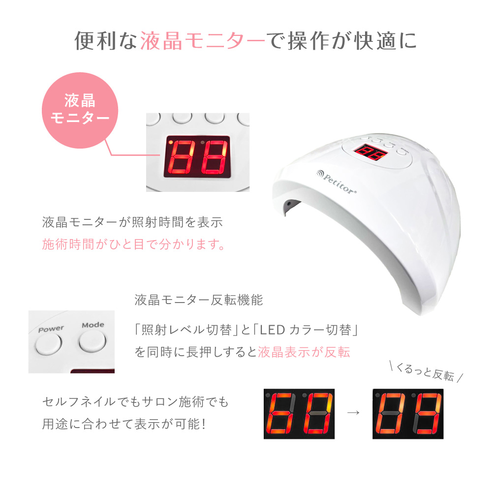 ジェルネイル UV LED 兼用 ライト 48W オートセンサー チップ型 ハイパワー Petitor ホームエステ 美容家電 いい買物の日 新生活 母の日 キレイ満足度 おうちエステ 巣ごもり 巣ごもり家電