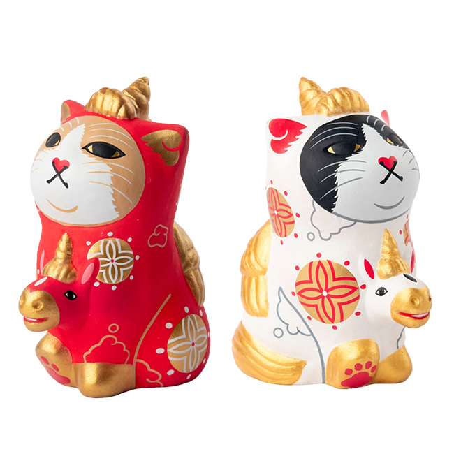 エサシトモコ みんなの天馬猫(縁起物 置物 干支 馬 午 玄関 リビング
