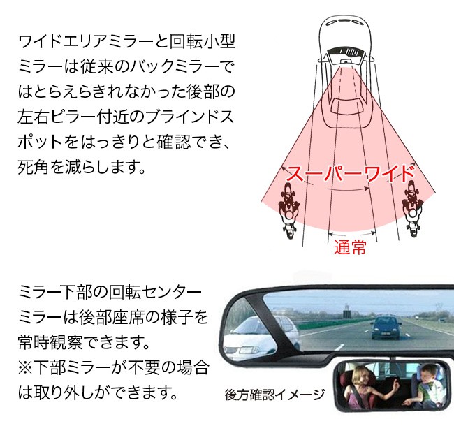 車用ルームミラー ワイドミラー 408mm幅 注文後の変更キャンセル返品 408mm幅