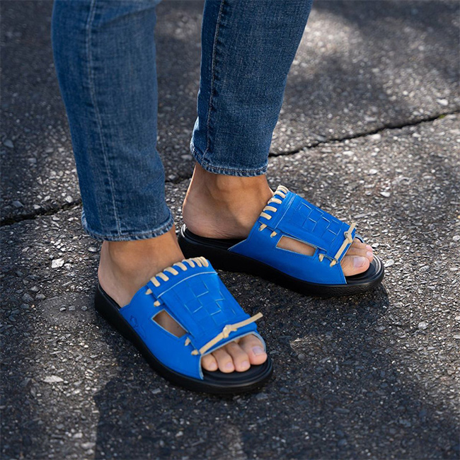 ARTS&SCIENCE ブルーレザーサンダル美品 GLOVE SANDAL グローブサンダル ブルー(レザーサンダル メンズ