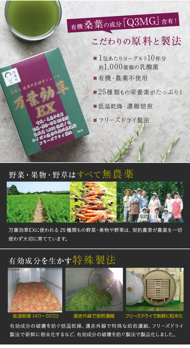 済陽式 万葉効草EX 30包(青汁 乳酸菌 酵素ドリンク 国産 済陽高穂