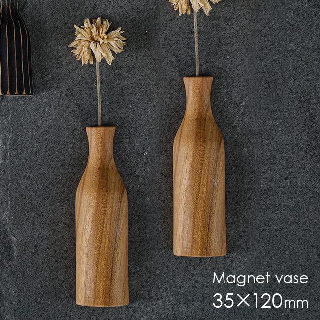 【新品未使用】花瓶　壁掛け マグネットベース GC-03M《2個》(木製 一輪挿し 壁掛け 壁 壁面